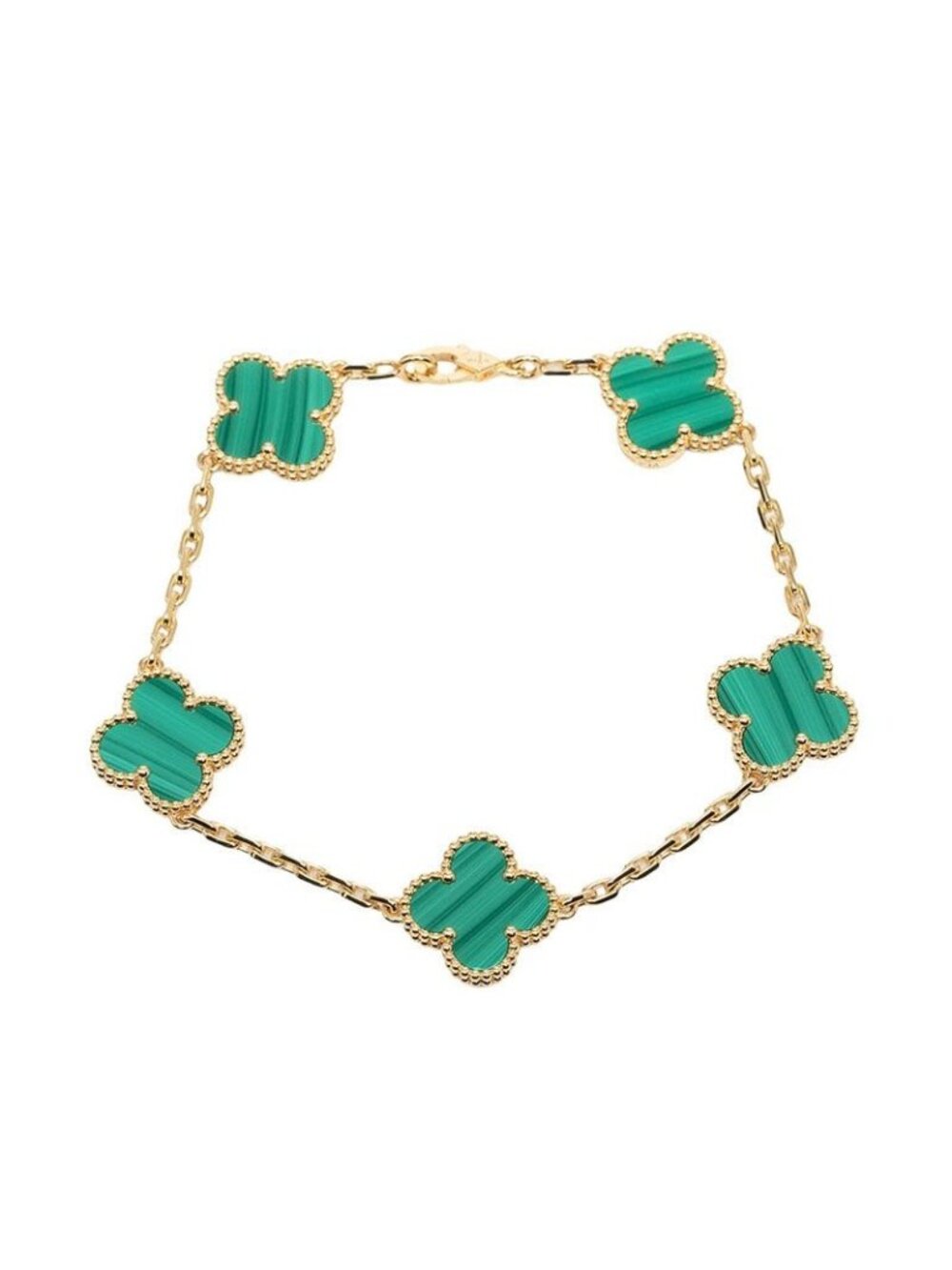 Van Cleef & Arpels Vintage Alhambra Bracelet 18K Yellow Gold Malachite
